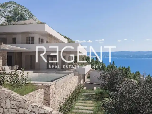 Omiš, Borak - zemljište 1324 m2 s projektom i građevinskom dozvolom za vilu 360 m2